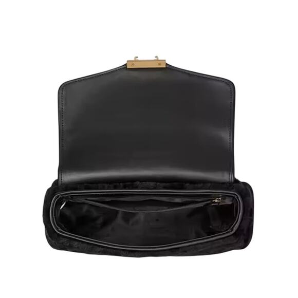 Kate Spade New York Carey Faux Fur Small Flap Shoulder Bag Black KE392 NWT - Picture 5 of 5